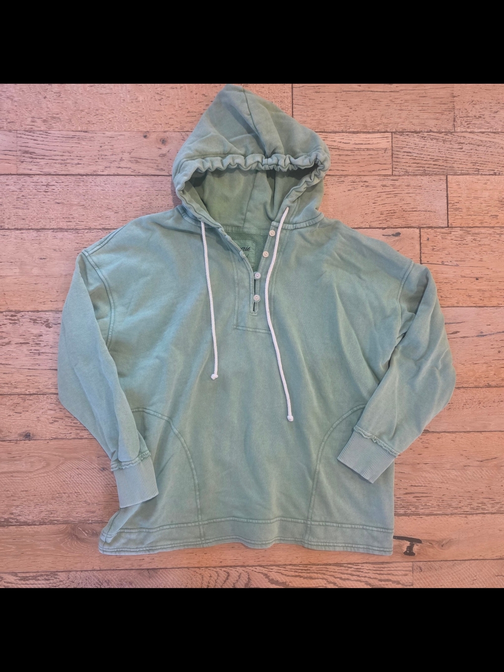 aerie 100% Cotton Sage Green Henley Sweatshirt Pullover hoodie relaxed oversized